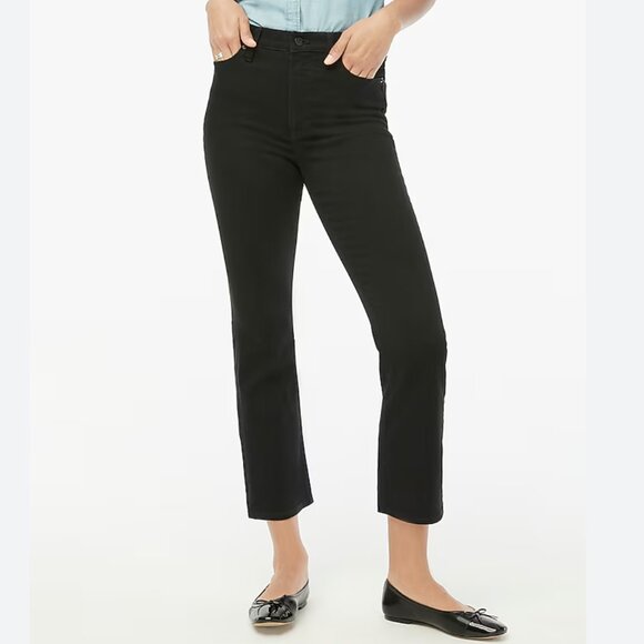 J. Crew Mid-Rise Flare Crop black in All Day Stretch NWT - Picture 1 of 3